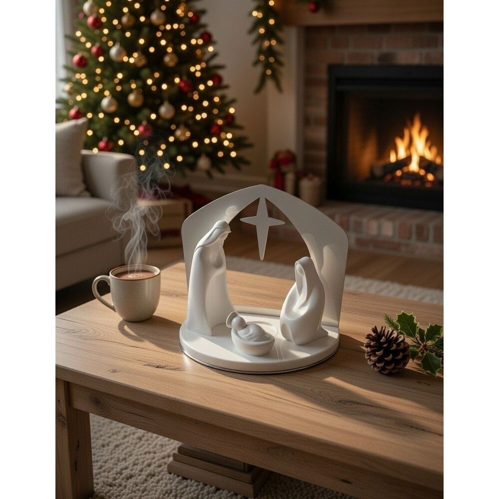 PartyLite Holy Family Nativity Tealight Holder P93354-open Box